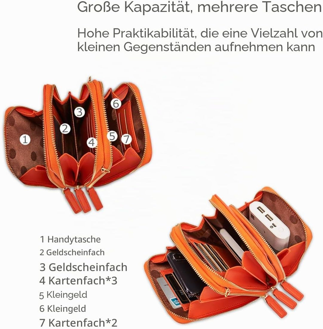 NICOLE&DORIS Damen Elegant Handytasche Kleine Umhängetasche Brieftasche Schultertasche PU Leder Mini