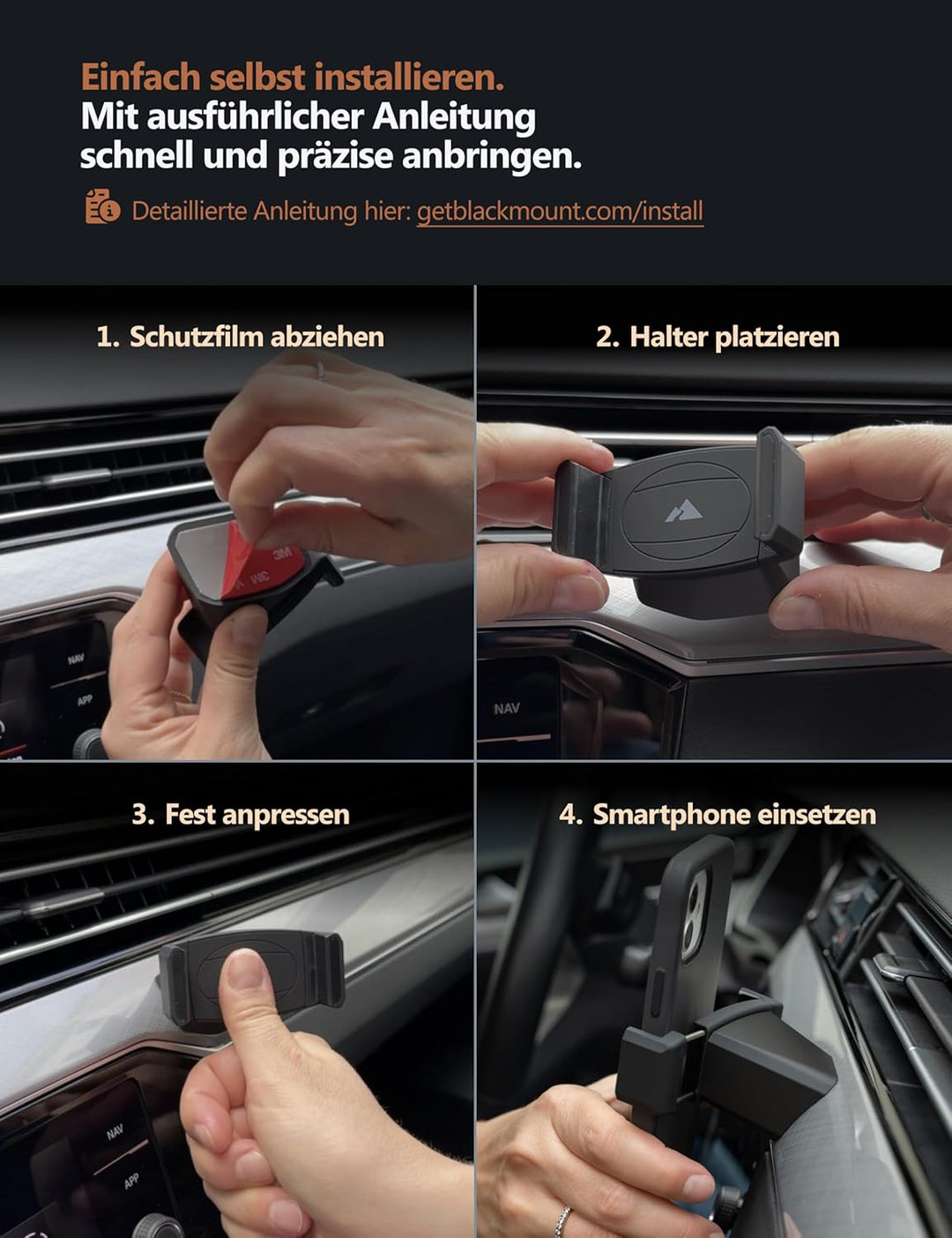 Premium Handyhalterung FÜR VW Passat B8 – Der perfekte Handyhalter speziell für Dein Auto Modell – M