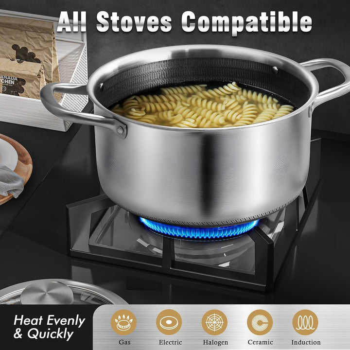 AuFranc® Edelstahl Kochtopf (NON-STICK) 5.7 Liter, 5.7 Liter