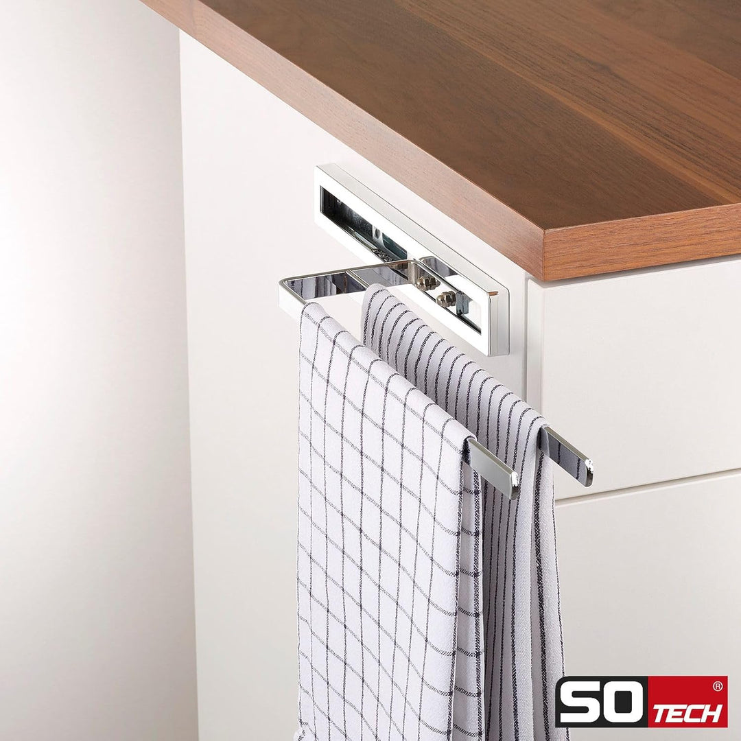 2 Stück SO-TECH® Handtuchauszug Elegance Chrom 2-armig 325 mm eingeschoben, 470 mm ausgezogen Handtu
