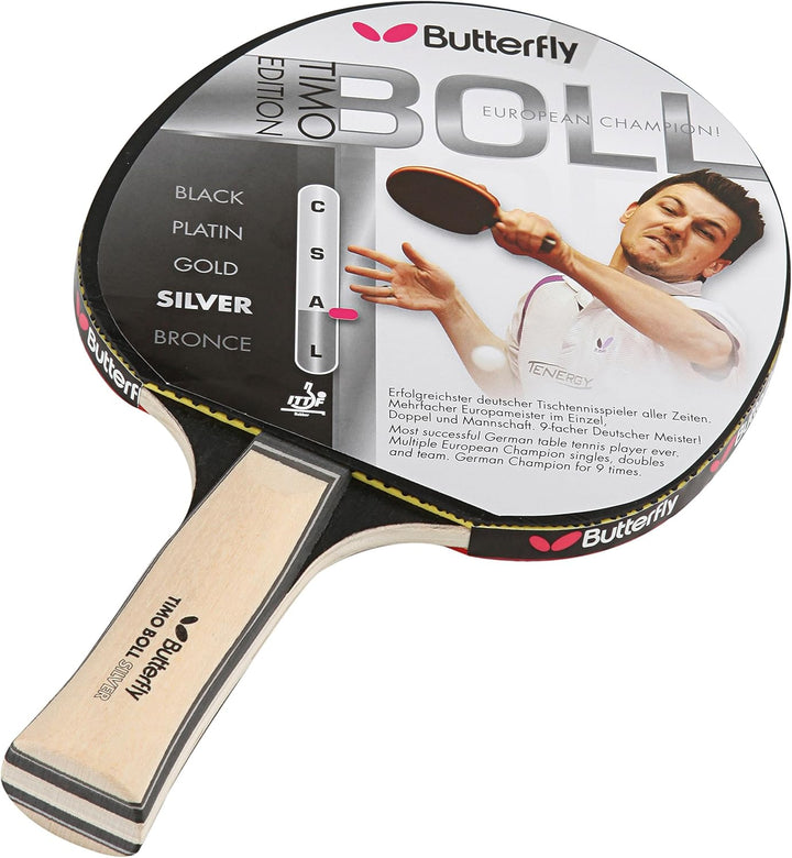 Butterfly Timo Boll Tischtennisschläger - ITTF zugelassen Silver, schwarz-silver 85015, Silver, schw