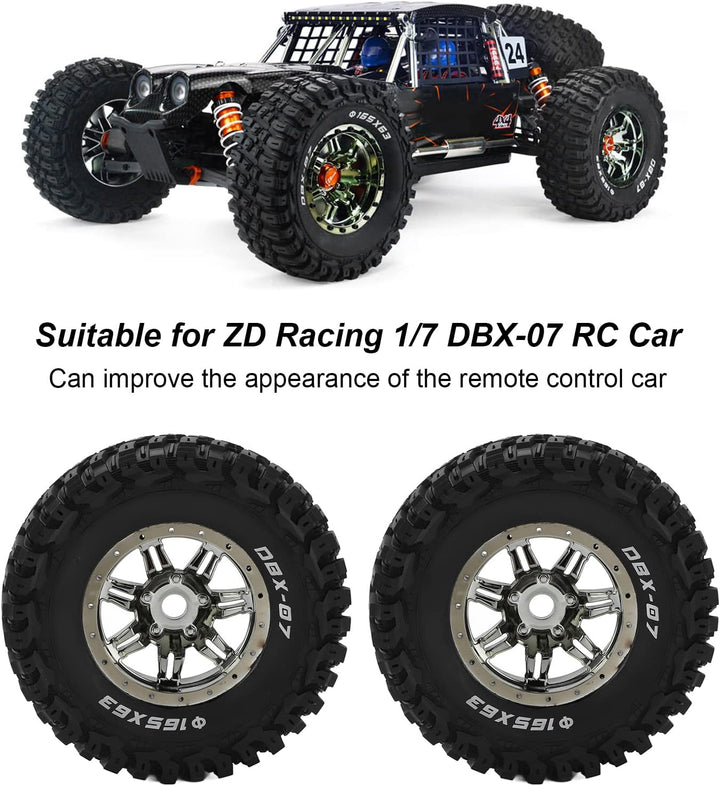 Dilwe RC Gummireifen Set, 165 mm RC Gummireifen Durchmesser, Radreifen für ZD Racing 1/7 DBX‑07 RC C