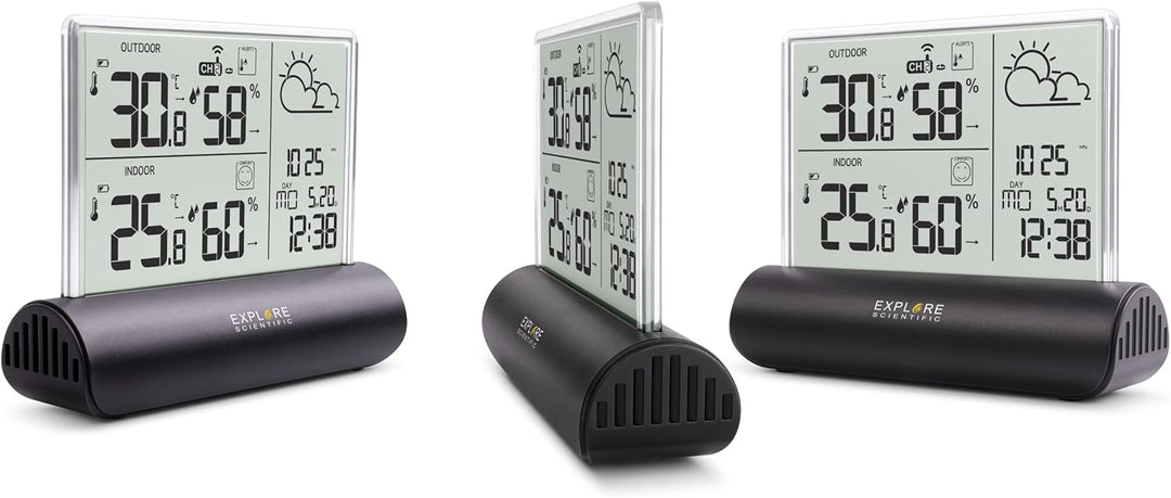 Explore Scientific WSH4501 Wetterstation mit Klarglas Display, barometrischer Druck, Temperatur und
