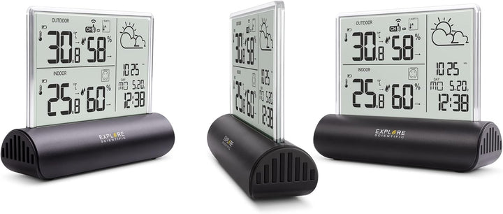 Explore Scientific WSH4501 Wetterstation mit Klarglas Display, barometrischer Druck, Temperatur und