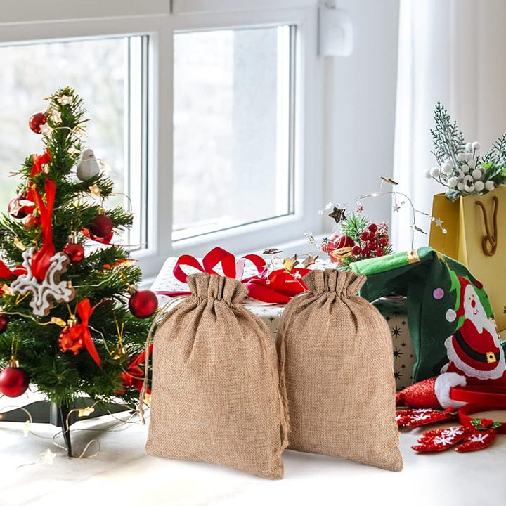 CLTPY 30 Stück Jutesäckchen 15x20 cm mit Kordelzug, Geschenktüten Baumwollsäckchen Stoffsäckchen für