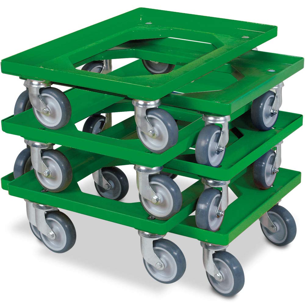 BRB 6X Logistikroller/Transportroller für Kisten 600x400 mm, Tragkraft 250 kg, grün