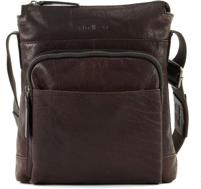 Strellson - Coleman 2.0 kleine Schultertasche für Herren, Leder Tasche, Dunkelbraun