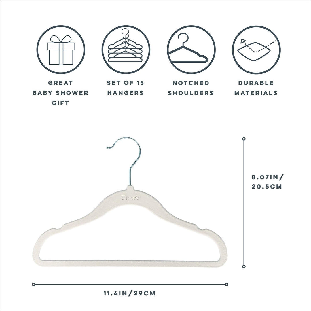 3 Sprouts Baby Schrank-Set, 15 Bügel und 8 Grössentrenner, Creme und Neutral Cremefarben und Neutral