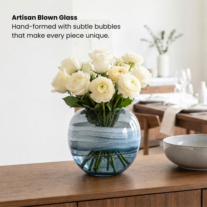 Torre &amp; Tagus Andrea Handgefertigte Vase aus Glas mit Wirbel, für Heimdekoration, Wohnzimmer, Tafela