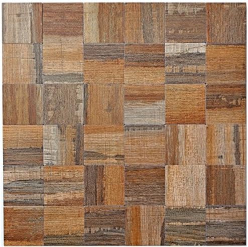 Mosaik Fliesen Mosaikfliesen Metallmosaik Kachel braun Holzoptik matt Küchenfliese WC Fliesenspiegel