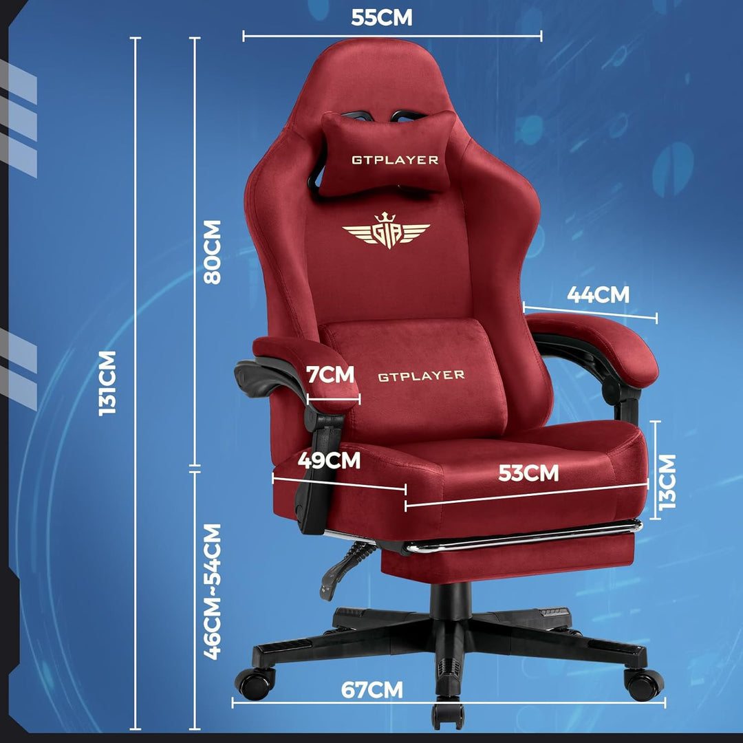 GTPLAYER Gaming Stuhl, Atmungsaktiver Bürostuhl, bürostuhl ergonomisch, Hochwertiger - Stoff, Ergono