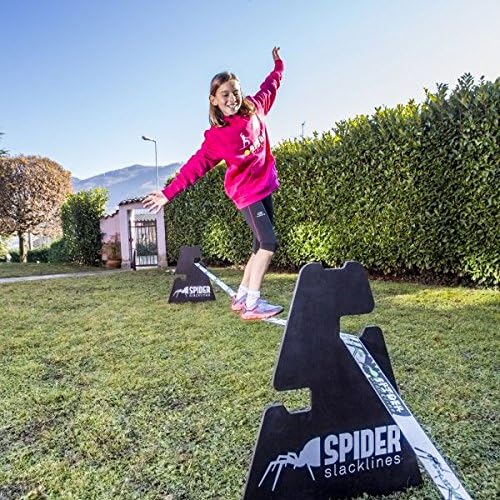SPIDER SLACKLINE SKS01 - Slackline Kit White line - Workout und Gleichgewichtstraining, Walk &amp; Frees