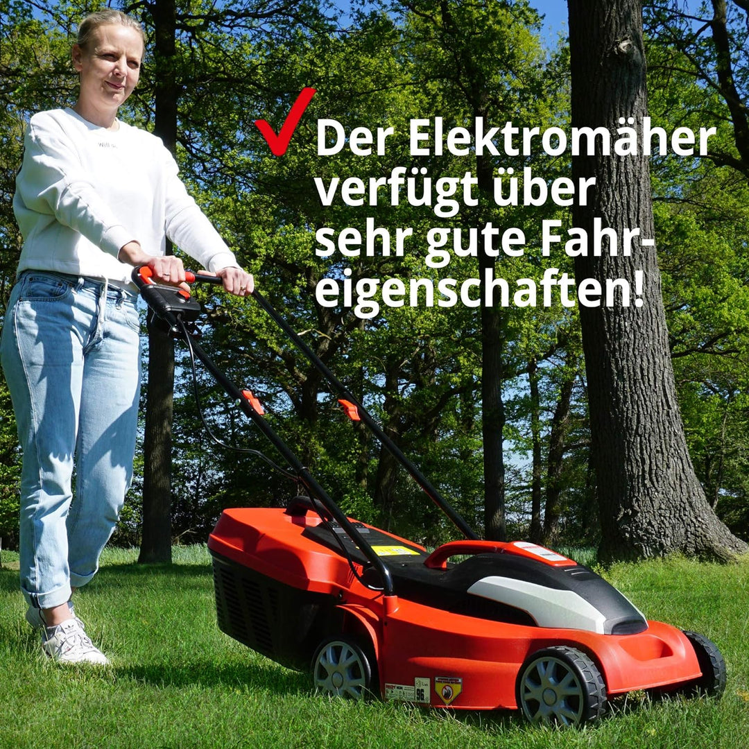 (NEU) HECHT Elektrorasenmäher Mäher mit 1400 Watt Elektro Motor und 34 cm Schnittbreite für schöne g