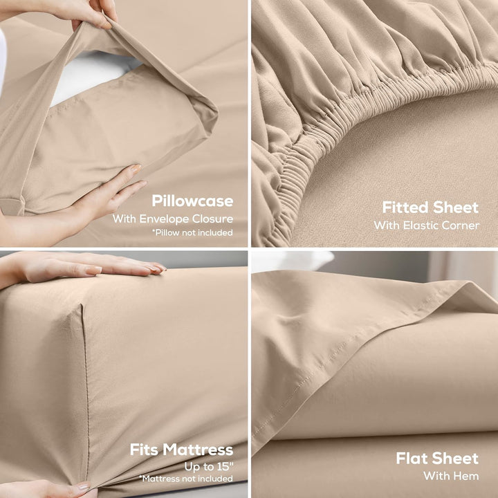 UTOPIA Betten 4 Mikrofaser Bettwäsche, beige, King Size King Size Beige, King Size Beige