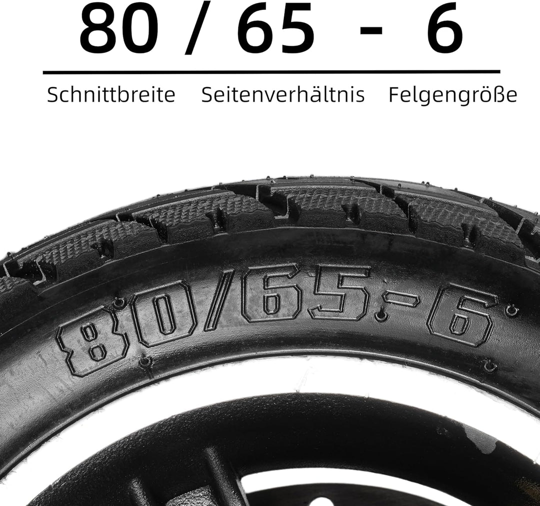 WATODAY 80/65-6 Reifen mit Schlauch, 10 x 3,0 aufblasbarer Reifen für Elektroroller, pneumatisches E