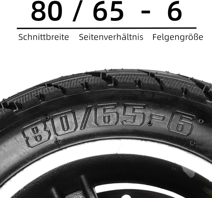 WATODAY 80/65-6 Reifen mit Schlauch, 10 x 3,0 aufblasbarer Reifen für Elektroroller, pneumatisches E