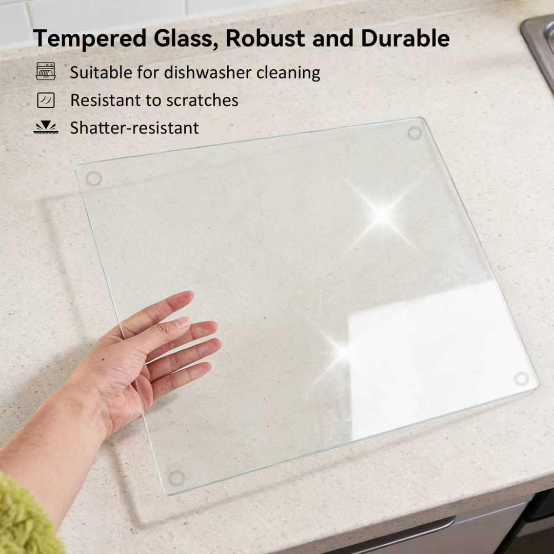 Schneidebrett Glas 40x30, Kratzfeste Glasschneidebrett, Hygienisches Schneidebrett aus Gehärtetem Gl