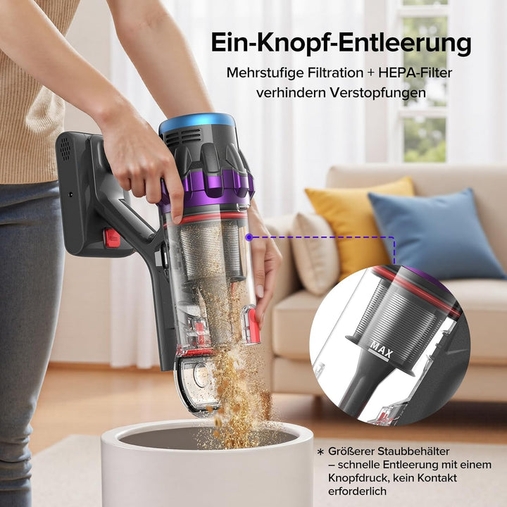 Lubluelu G10 Akku Staubsauger 50000Pa/550W/50Min Staubsauger Kabellos mit Display, Anti-Tangle-Bürst