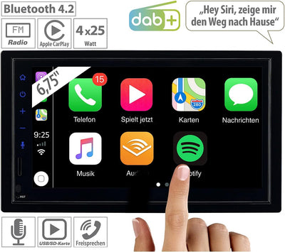 Creasono Autoradio 2DIN: 2-DIN-Autoradio mit Apple CarPlay, DAB+, Freisprecher, 17,1-cm-Display (Aut
