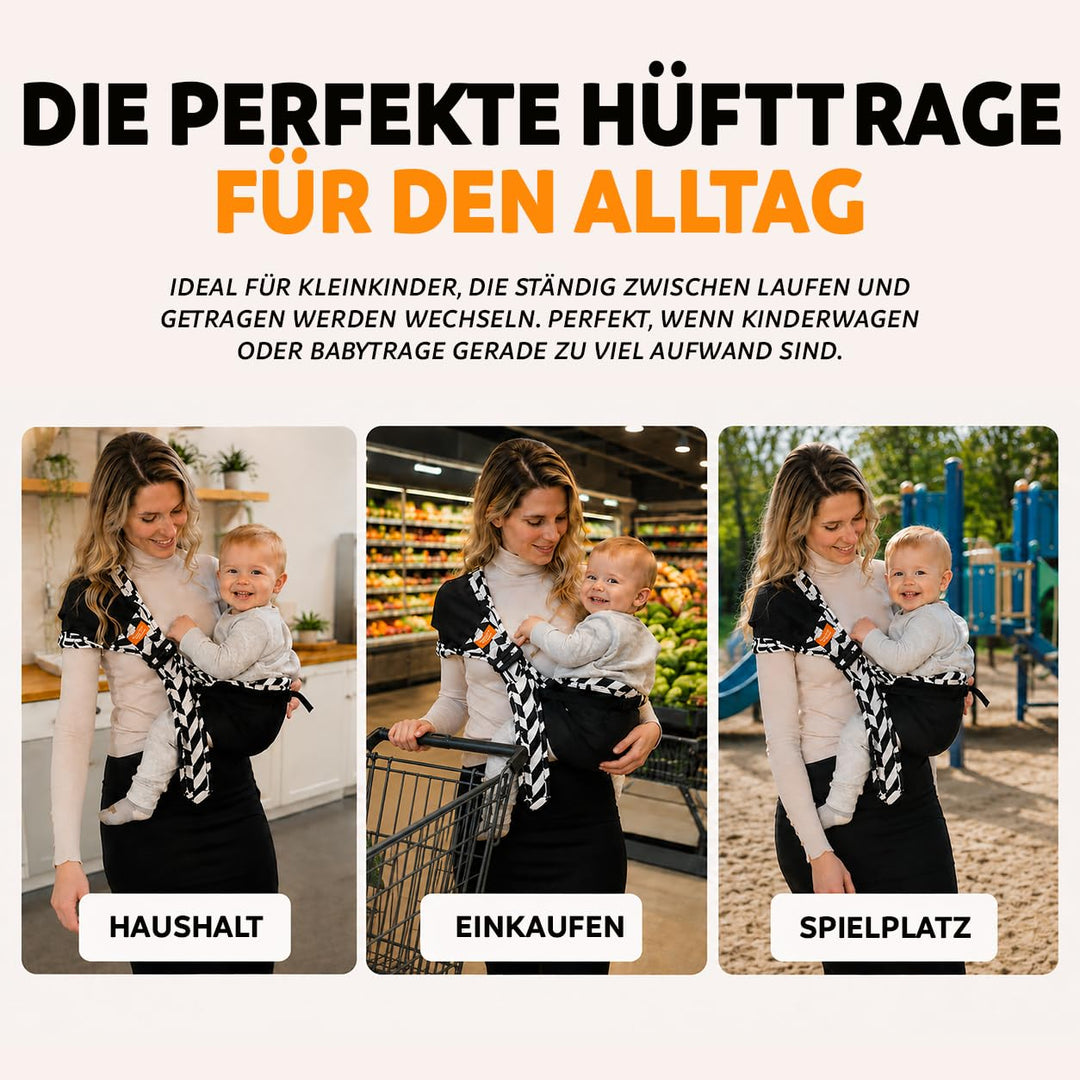Hüfttrage Baby – Ergonomische seitliche Babytrage ab 6 Monate, praktische Tragehilfe für Kleinkind b