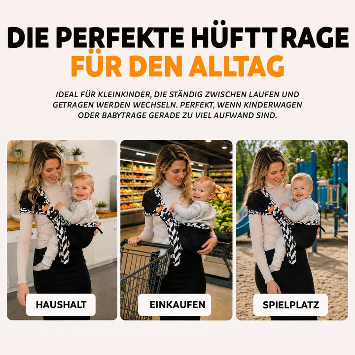 Hüfttrage Baby – Ergonomische seitliche Babytrage ab 6 Monate, praktische Tragehilfe für Kleinkind b