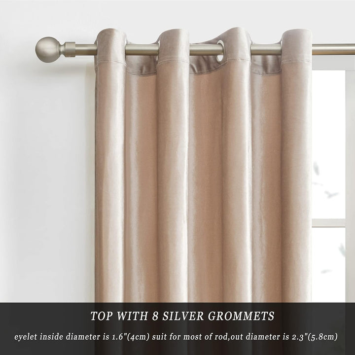 GIGIZAZA Dekorative Champagner Samt Fenster Vorhänge, 132 x 175 cm (Breite x Länge) Wohnzimmer Öse T