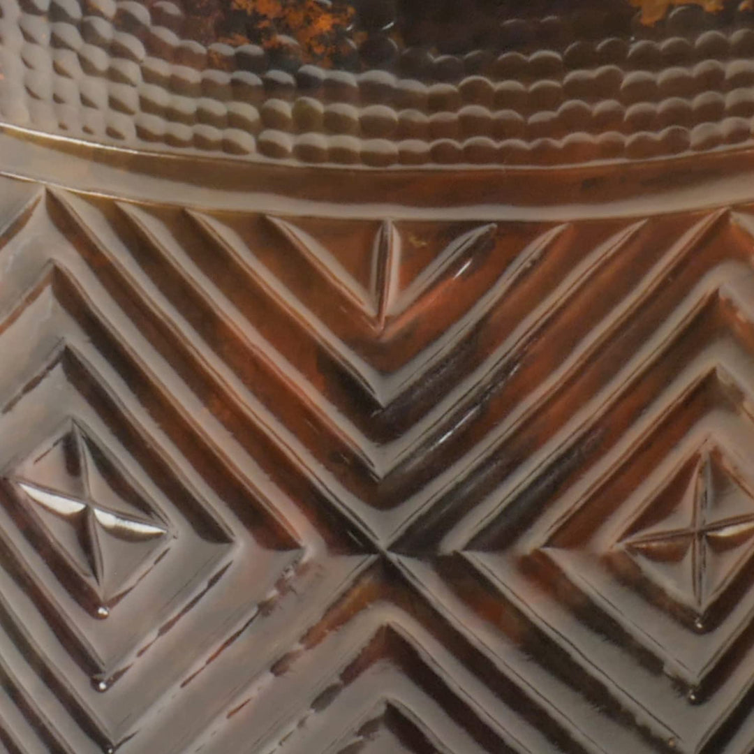 WEIDENPROFI TribalArt Übertopf aus Kupfer mit Ethno-Muster, Kupfertopf in Goldspan, Abmessung ca. (Ø