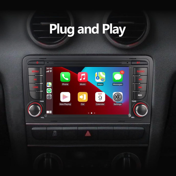 Radio für High Power Audi A3 8P/S3/RS3/Sportback, kabellos, kompatibel mit Carplay und Android Auto,