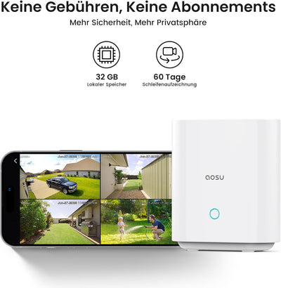 AOSU 2K 360 Grad Panorama Zusätzliche Kameras - Benötigt Homebase, Automatische Verfolgung, Farbe Na