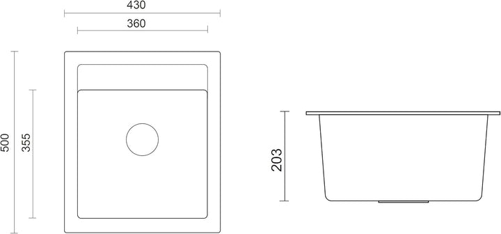 VBChome Spüle Spülbecken Granit 43 x 50 cm Einzelbecken Einbauspüle Küchenspüle gesprenkelt + Siphon