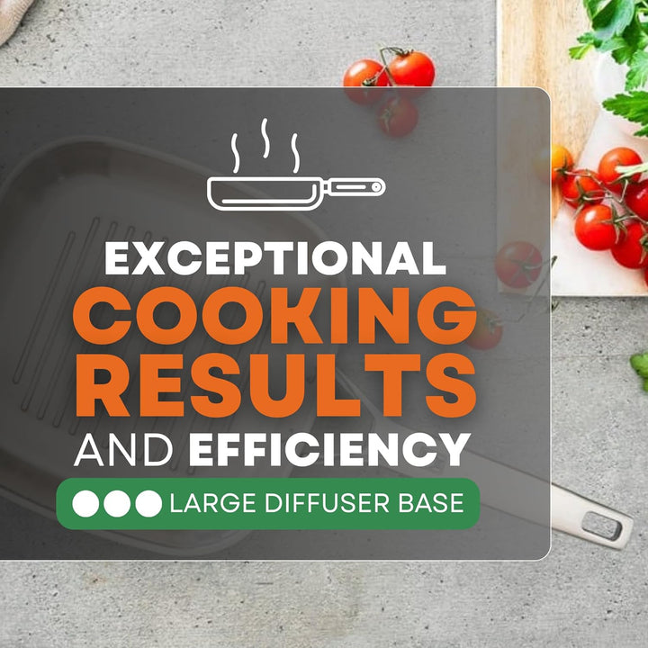 BRA Signature Grillpfanne mit Rillen, 28 cm, aus Edelstahl, ohne Antihaftbeschichtung, ergonomischer