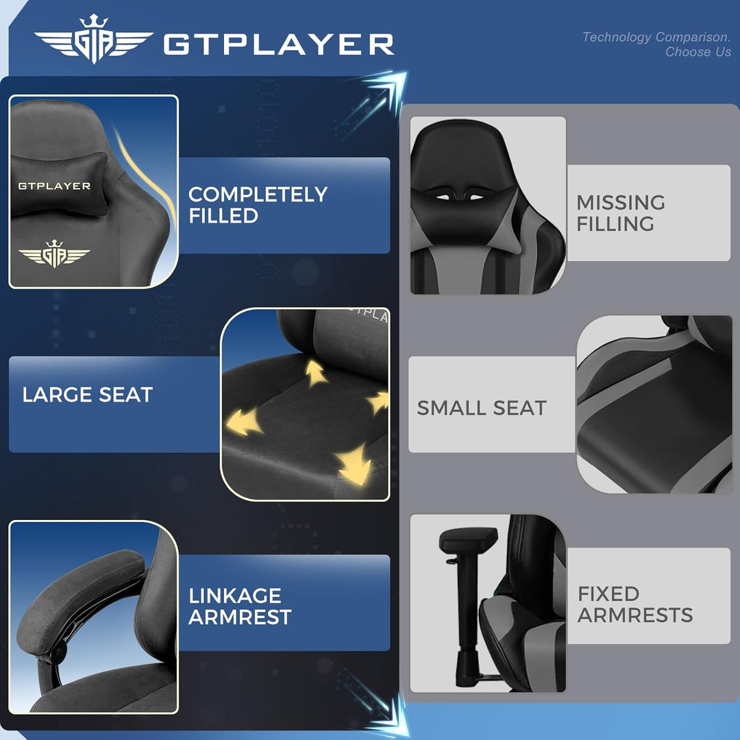 GTPLAYER Gaming Stuhl, Atmungsaktiver Bürostuhl, bürostuhl ergonomisch, Hochwertiger - Stoff, Ergono