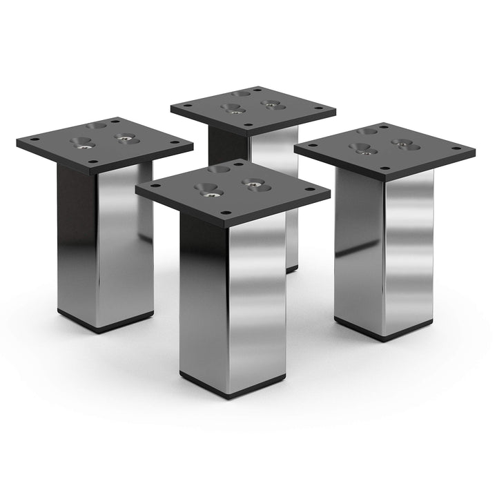Sossai Exklusiv Möbelfüsse E4MF, 4er Set, Höhe: 120 mm, Chrom, aus Aluminium 45 x 45 mm Vierkantprof
