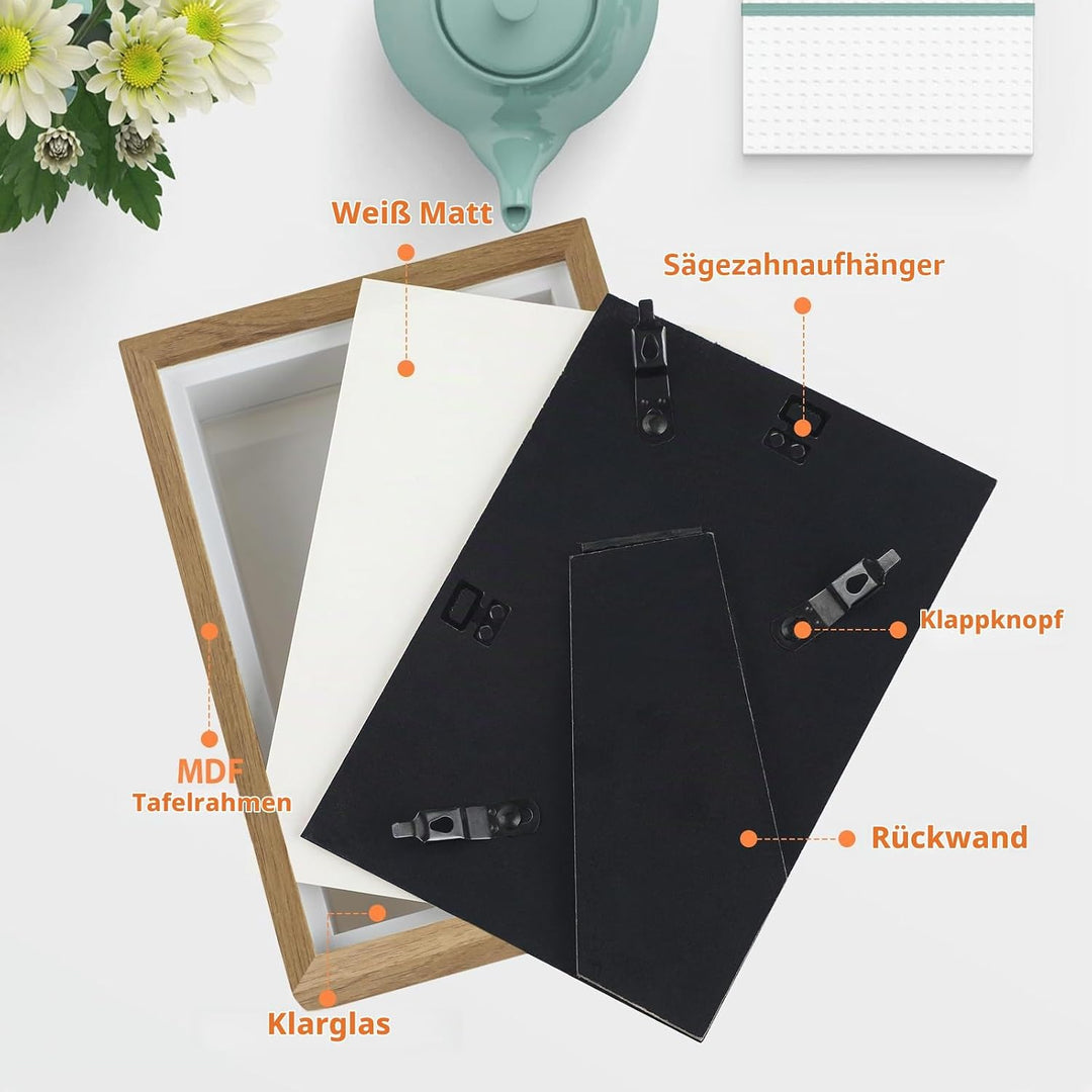 Anhow 2er 3D Bilderrahmen zum Befüllen, 3D Bilderrahmen Tiefer Objektrahmen 15 x 20 cm mit Transpare