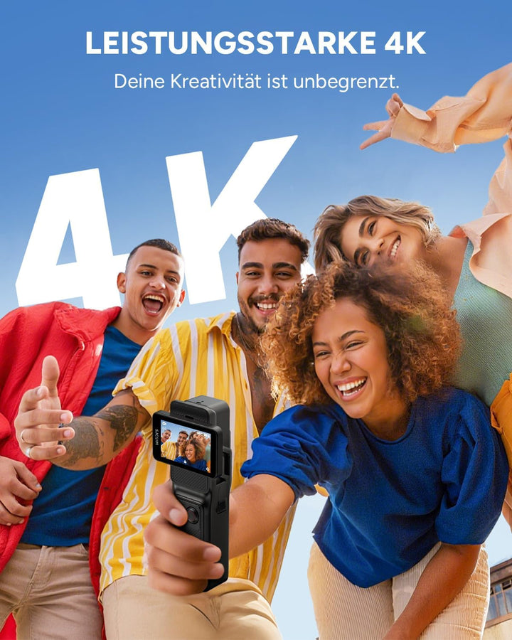 SJCAM C400 4K Vlog Kamera,7h Akku,Wasserdicht | 6-Achsen-Bildstabilisierung,2,29" Dreh-Touchscreen U