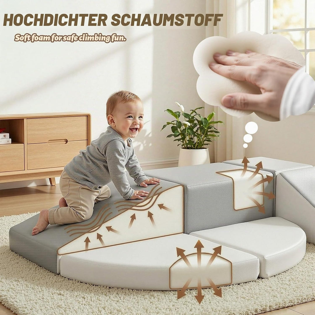 Schaumstoff Bausteine Kinder Klettern Indoor - 6 PCS Softbausteine Riesenbausteine für Baby Motorik