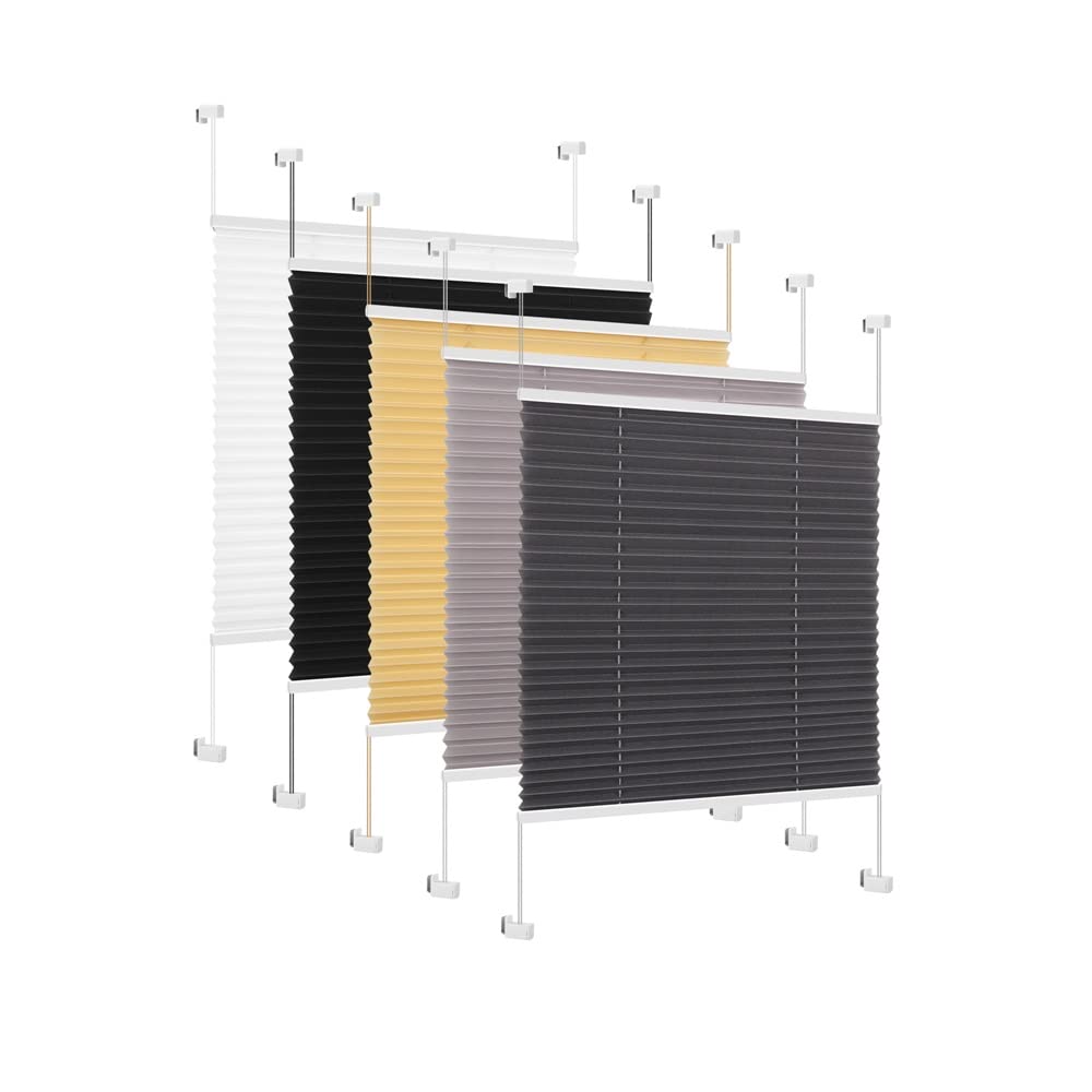 Eurohome Plissee Grau 110x100cm klemmfix ohne Bohren Easyfix für Fenster und Türen B110 x H100 cm Gr