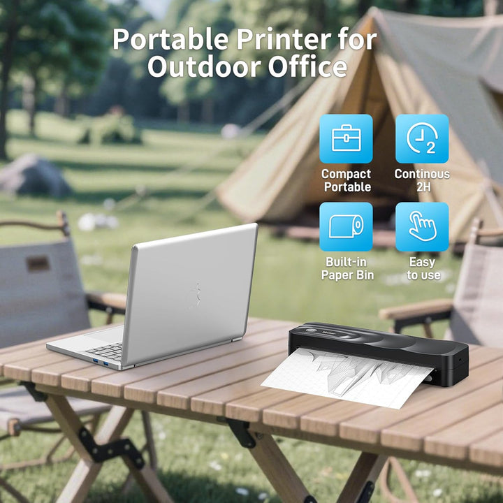 Tragbarer Thermodrucker A4 Bluetooth-Thermodrucker ohne Tinte, unterstützt US/A4 Thermopapier kompat