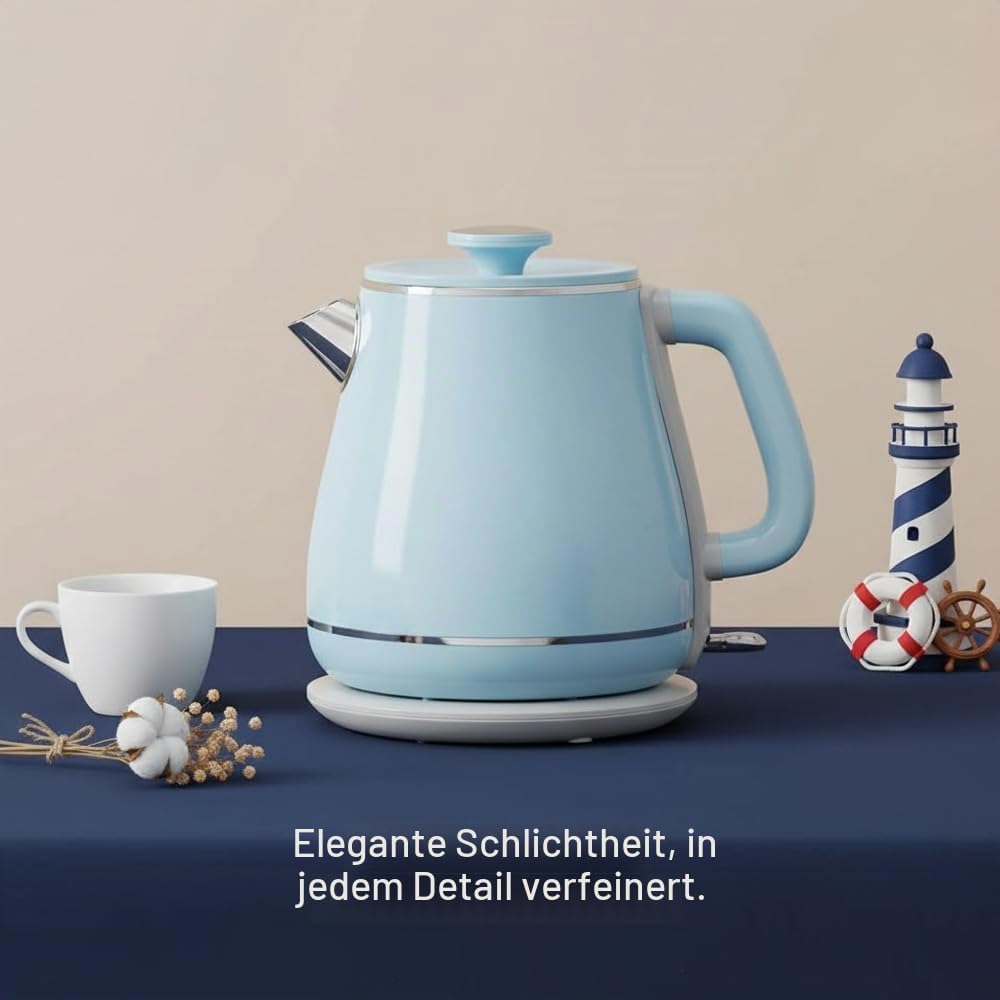 MULIN wasserkocher retro, Elektrischer Wasserkocher mit 360° Basis, 1,8 L Kapazität, 2200 W, Schnell