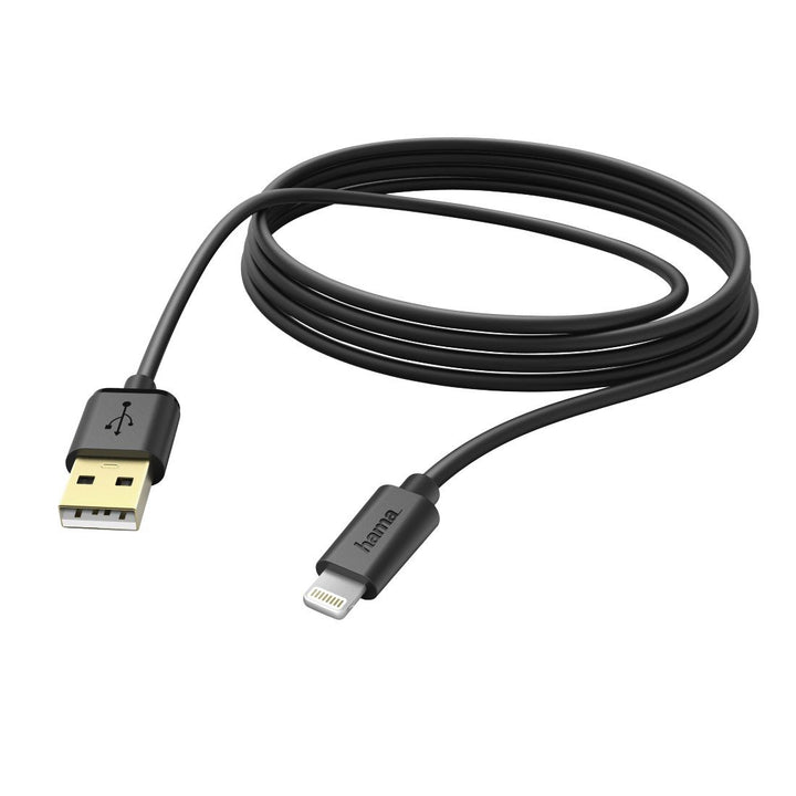 Hama 00173787 173787 Kabel Lightning, 3 m, SW, Schwarz 3m Schwarz, 3m Schwarz