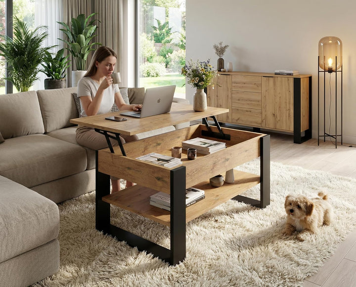 Couchtisch höhenverstellbar mit Stauraum - Couchtische - Wohnzimmertisch klappbar - höhenverstellbar