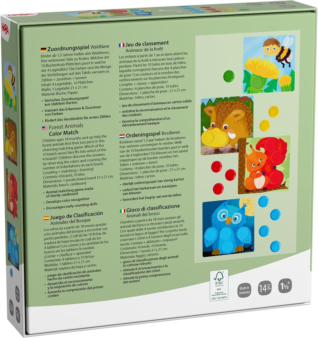 HABA Zuordnungsspiel Waldtiere – Montessori Lernspiel ab 18 Monaten, Holzspielzeug aus Buchenholz zu