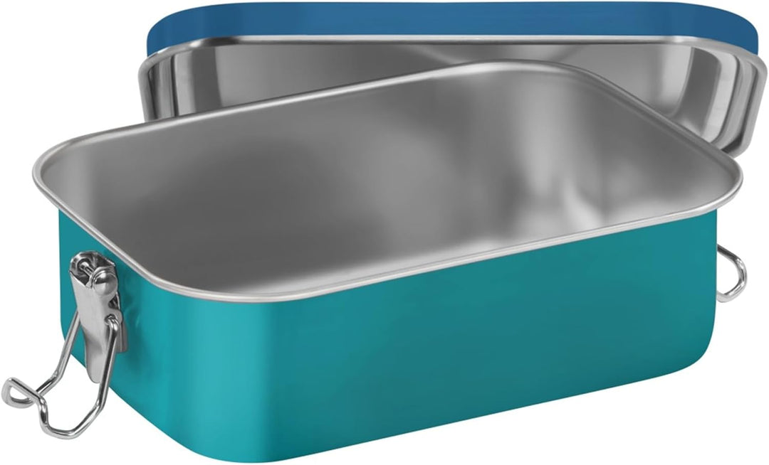 Step by Step Edelstahl-Lunchbox „Starship“ blau, mit herausnehmbarer Trennwand, Dichtung und Clip-Ve