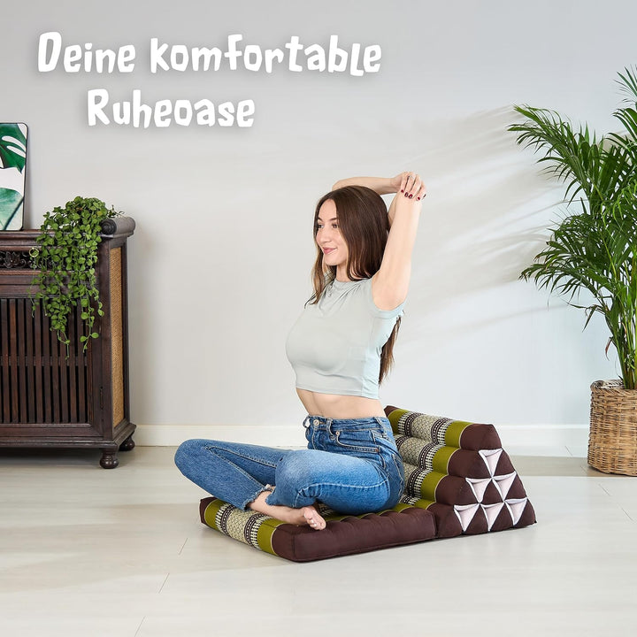 livasia Thaikissen mit 1 Auflage, Dreieckskissen mit Sitzkissen, Keilkissen mit Kapok, Rückenkissen