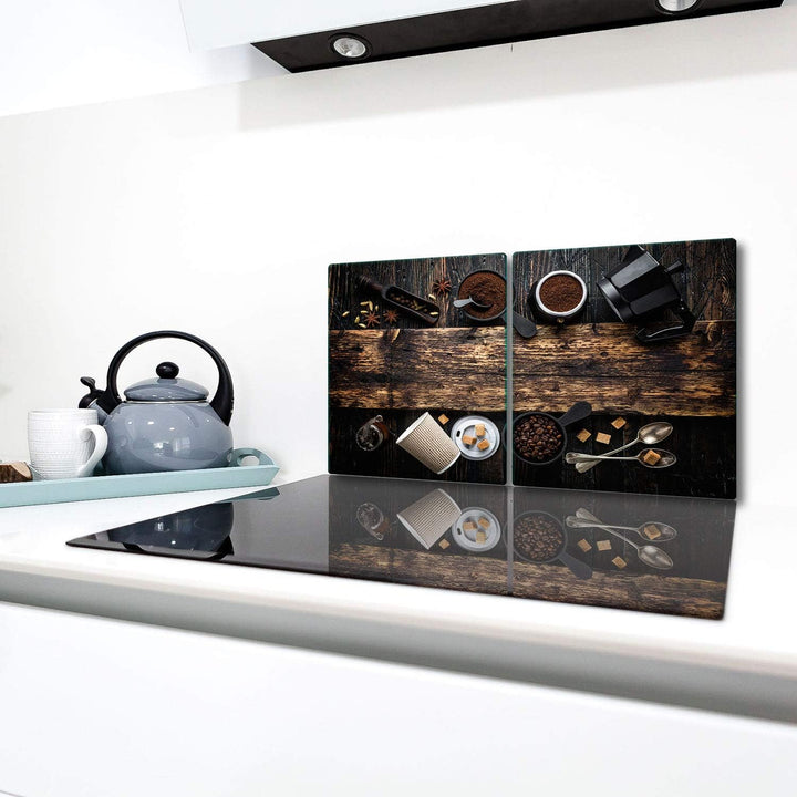 TMK | Herdabdeckplatten Set 2x40x52 cm Ceranfeld Abdeckung Glas Spritzschutz Abdeckplatte Glasplatte