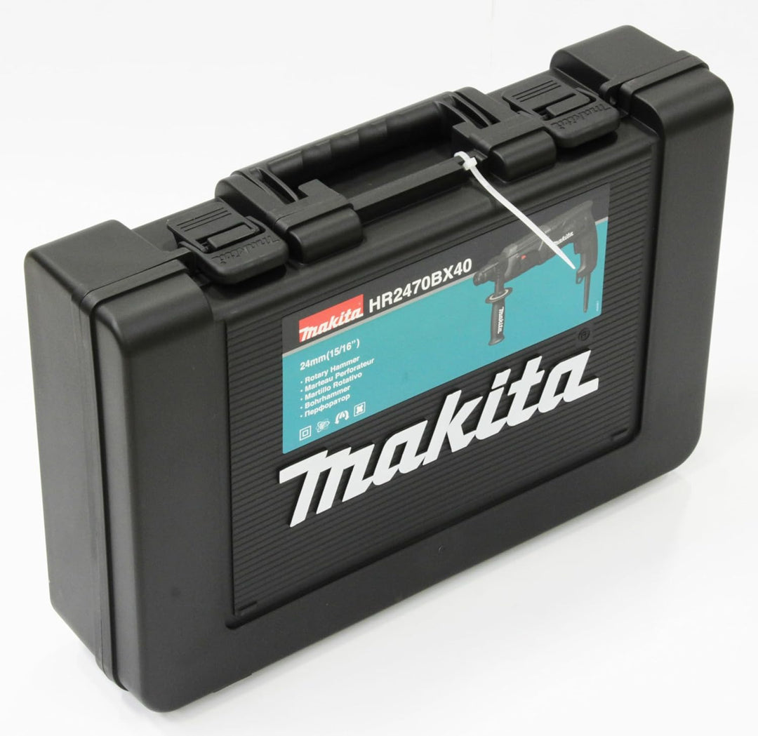 Makita HR2470BX40 Kombihammer inklusiv SDS-PLUS Bohrer-Set im Transportkoffer, 780 W, 230 V, Black E