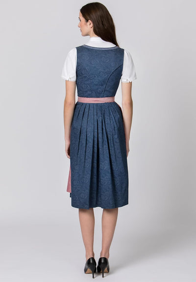 Stockerpoint Damen Dirndl Roseline Kleid für besondere Anlässe (ohne Bluse) 36 Blau-altrosa, 36 Blau