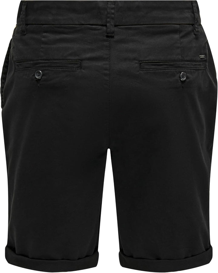 ONLY & SONS Male Chino Shorts ONSPETER Normal geschnitten Shorts M Schwarz, M Schwarz