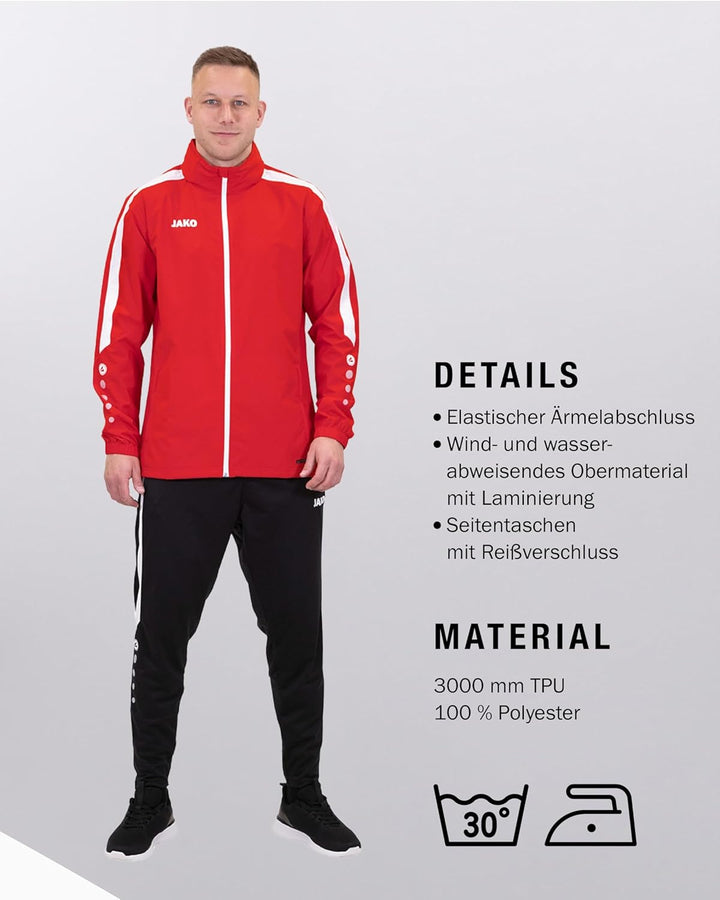 JAKO Power Allwetterjacke Herren S Rot, S Rot