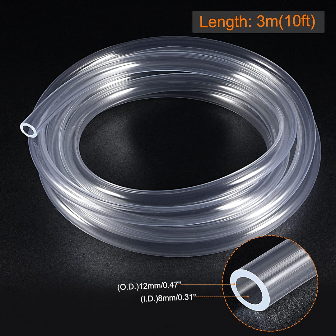 sourcing map PVC Transparenter Schlauch Vinylschlauch 8mm ID 12mm OD 10ft Flexibles Leichtgewicht fü